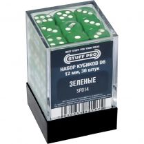 Набор стандартных кубиков D6 Stuff-Pro, 36 шт. (12 мм, зелёные)