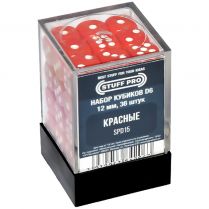 Набор стандартных кубиков D6 Stuff-Pro, 36 шт. (12 мм, красные)